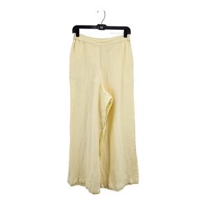 CP Shades Women's 100% Linen Wide Leg Pants Light Yellow - L
